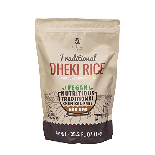 Adya Organics Hand Pounded Dheki Rice | 100% Organic Dheki Rice | Hand Pounded Rice | Chemical-Free Rice | Dheki Ka Chawal | 100% Pure, Untouched and Unprocessed Rice – (1 Kg)
