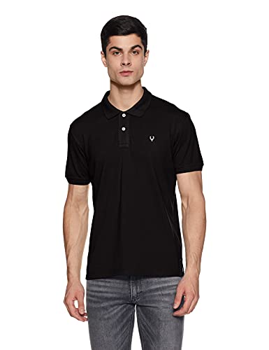 Allen Solly Men's Regular Fit T-shirt (AMKP317G04249_Jet Black_M)