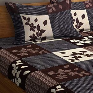 Fashion String 144 TC Microfibre Brown Double Bedsheet with 2 King Size Pillow Covers