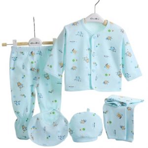 HIKIPO Presents 100% Cotton Born Baby Summer Wear Baby Clothes Sets For Gift (0-6 Months, Blue)