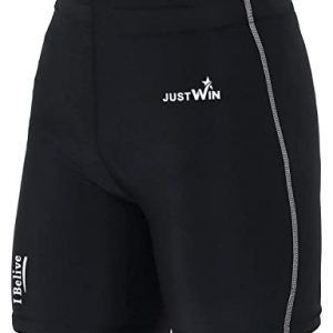 Justwin Swimwear Swimming Shorts Trunk for Men & Women (L, Black)