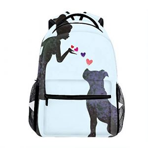 Laptop Backpacks Graphic Design Girl And Pit Bull Girls Women Travel Daypack Bag