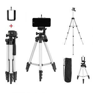 Tygot Adjustable Aluminium Alloy Tripod Stand Holder for Mobile Phones & Camera, 360 mm -1050 mm, 1/4 inch Screw + Mobile Holder Bracket
