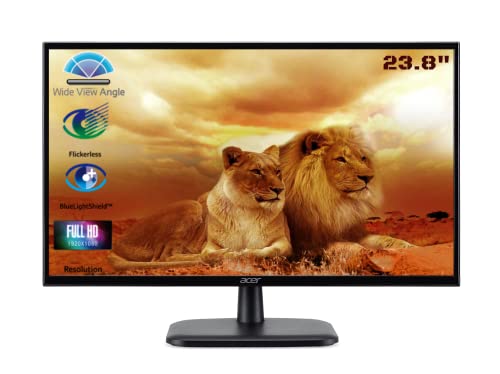 Acer EK240YC 23.8 Inch Full HD (1920 x 1080) VA Panel Backlit LED Monitor I 250 Nits I HDMI & VGA Ports with HDMI Cable I Eye Care Features Like Bluelight Shield, Flickerless & Comfyview (Black)