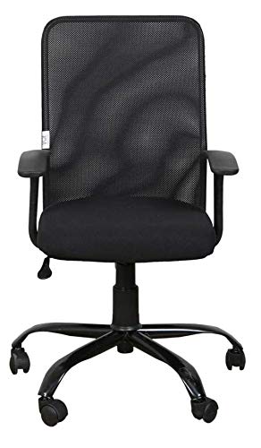 FC Executive Office Chair, Home Study Chair, Desk Chair, Adjustable Height, Tilting Push Back Cushion Seat with Locking Seat Revolving Chair (Iron, Black)