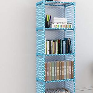 MemeHo Bookshelf| Alloy Steel Metal Storage Shelve for Books Storage Organizer| Children Book Rack| Bookcase for Home Furniture |Cabinet Shelves for Bedroom Office Living Room (Set of 4 Cases, Blue)