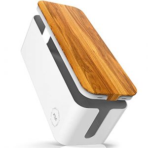 MIYO Cable Management Box and Cord Organizer for TV Entertainment Center, Home Office, Desktop, and Computer Desk Organization, Heat and Electrical Safe ABS Plastic