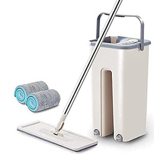 TIMESOON Heavy Quality New Unique Microfiber Flat Mop Set with Bucket Extra 1 Reusable Mop Pads, Microfiber Washable Pad, Best 360 Degree Easy Floor Cleaning Mop for Home & Office, Mop for Home Cleaning, Mop Floor Cleaner