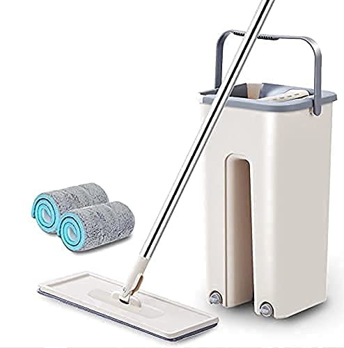 TIMESOON Heavy Quality New Unique Microfiber Flat Mop Set with Bucket Extra 1 Reusable Mop Pads, Microfiber Washable Pad, Best 360 Degree Easy Floor Cleaning Mop for Home & Office, Mop for Home Cleaning, Mop Floor Cleaner