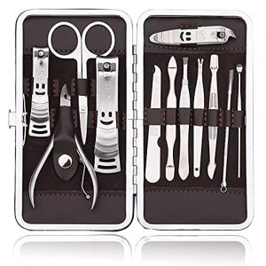 Tiny Deal_12 Pieces Professional Grooming Foot Hand Facial Care Manicure Pedicure Nail Grooming Stainless Steel Tool Kit