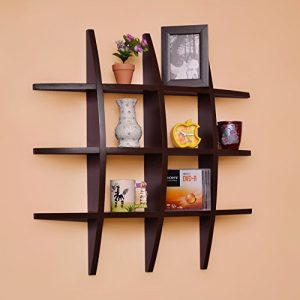 VANIYA CRAFTS™ Globe Shape Wall Shelf Tier Rack Wall Mounted Shelf for Home Decoration Storage Kids Living Drawing Room Office (Brown)