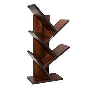 Wrolavi® Wooden Book Shelf, Space-Saving Books Holder for Home and Office, Free-Standing Organizer, Laminated Finish, Classic Tree Bookcase, Set of 1, Brown
