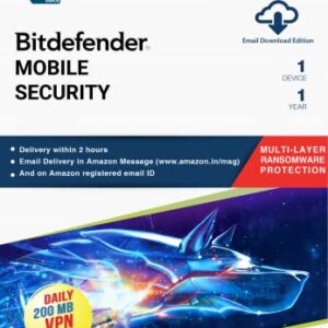 Bitdefender - 1 Device,1 Year - Mobile Security | Android| Latest Version | Email Delivery in 2 Hours- No CD |