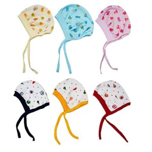 Cute Landings® New Born Baby Boys and Girls Soft Double Layer Cotton Knot Cap Set/Topi/Bonnet/Hat/Beanie/Caps/Combo/All Product (Pack of 6) (3-6 Months)