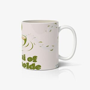 KRiYA Kreations Mehendi Green-Pink Beauty Lies in The Eye Chai of Beholder White Ceramic Mugs for Kids, Family, and Friends for Morning Tea/Milk/Coffee, Gift for Birthdays (Set of 1, 350 ml)