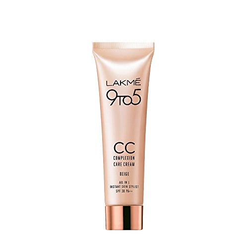 Lakme 9 to 5 CC Cream Mini, 01 - Beige, Light Face Makeup with Natural Coverage, SPF 30 - Tinted Moisturizer to Brighten Skin, Conceal Dark Spots, 9 g