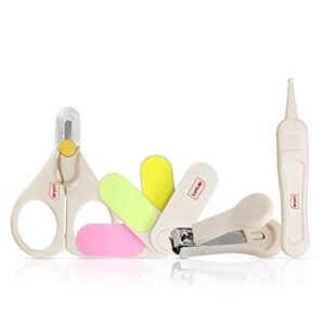LuvLap Baby Grooming Scissors & Nail Clipper Set/Kit, Manicure Set, 4pcs, White, 0m+