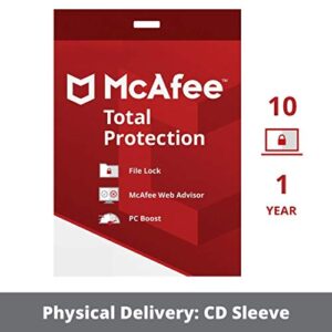 McAfee Total Protection 2022 | 10 Device | Antivirus Internet Security Software | VPN, Password Manager & Dark Web Monitoring Included | PC/Mac/Android/iOS | 1 Year Subscription | Physical delivery (CD)