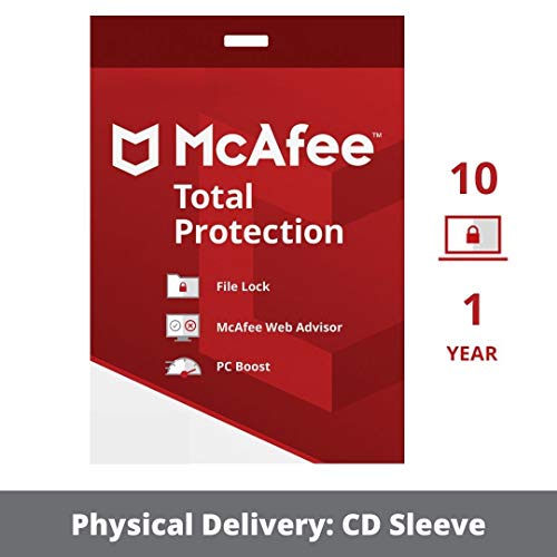 McAfee Total Protection 2022 | 10 Device | Antivirus Internet Security Software | VPN, Password Manager & Dark Web Monitoring Included | PC/Mac/Android/iOS | 1 Year Subscription | Physical delivery (CD)
