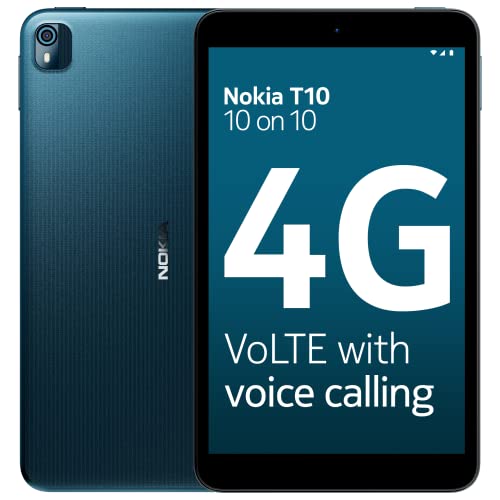 Android 12 Tablet Nokia T10 Android 12 Tablet with 8 Inches Hd Display, 8Mp Rear Camera, Ai Face Unlock, All-Day Battery, WiFi + 4G Volte | 3 + 32Gb, Blue
