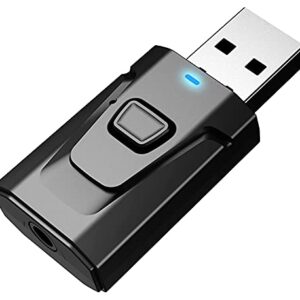 Sounce Bluetooth Car Adapter, Mini Bluetooth 5.0 Transmitter Receiver Wireless 3.5mm Aux Jack Adapter Hands-Free Car Kit Built-in Mic for Car Aux, Home, Headphones, PC,TV and More