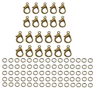 Jasol Lobster Claw Clasps 25 With100 Open Jump Rings Set Lobster Claw Clasps for Jewelry Making and Bracelets (Antic(Copper))