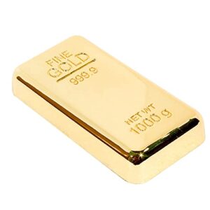 ZAHEPA Pack of 1 Bullion Metal Gold Bar Paper Weight for Office Table Stylish, Gifting Items, Gifts for Women, Jewellery Shop Decoration, Size (8 X 4 X 1 Cm) Weight (Approx. 150 Gm.)